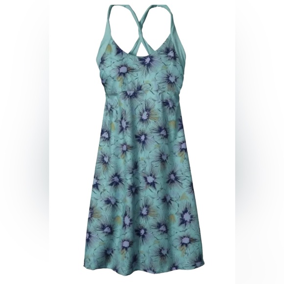 PATAGONIA Morning Glory Floral Print Twist Back Active Summer Dress Medium - Picture 1 of 10